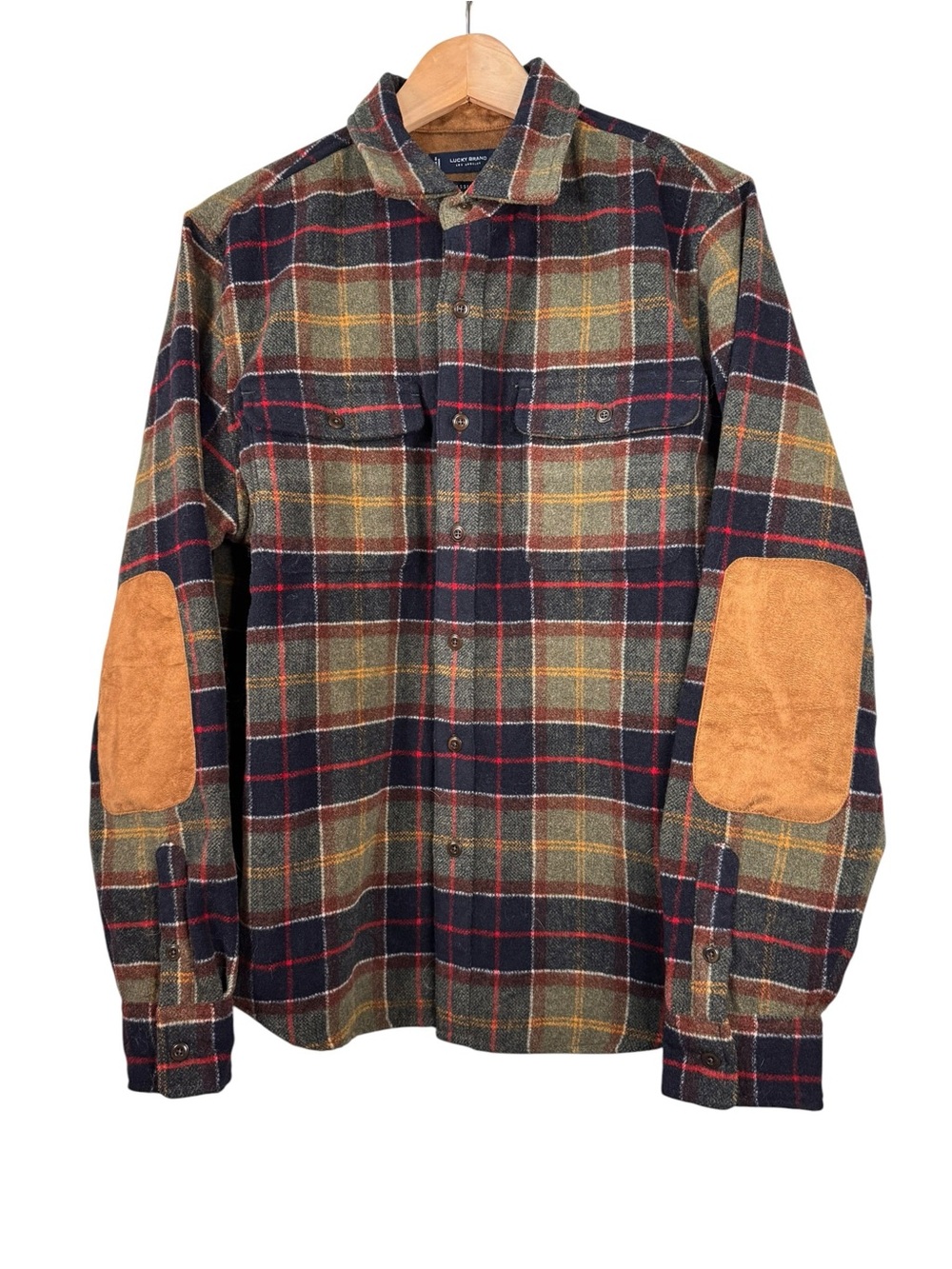 Lucky Brand Wool Blend Utility Shirt Mens Medium NWT Green Plaid Classic Fit